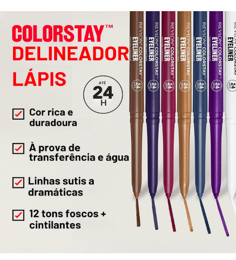 Revlon Delineador de lápis ColorStay com apontador embutido, à prova d'água - Imagem 2